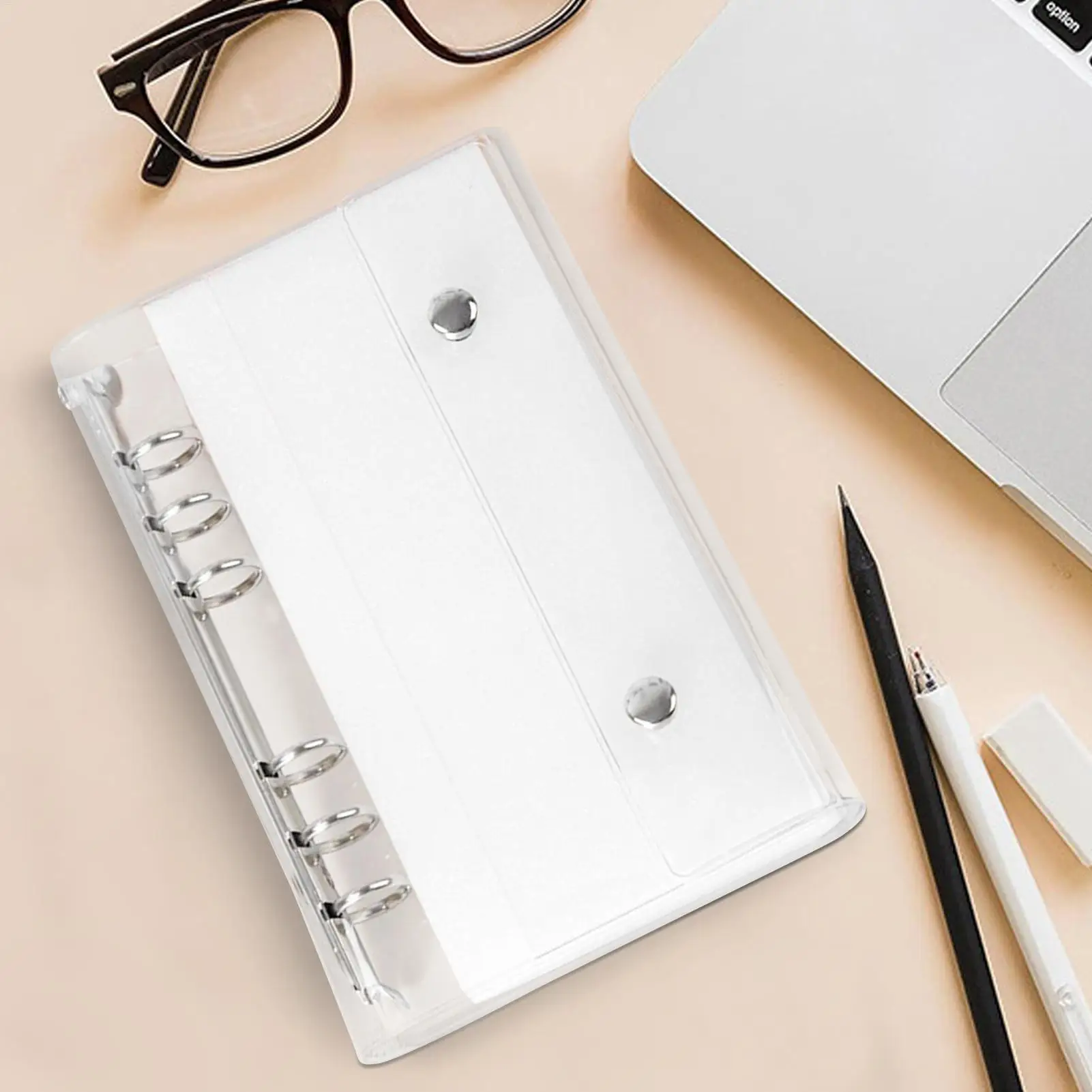 Picture 3: 6-Ring PVC Binder Cover, Clear A6/A7 Notebook Closure for Loose Leaf Folder Photocard Scrapbook Photo Document Budget Organizer
