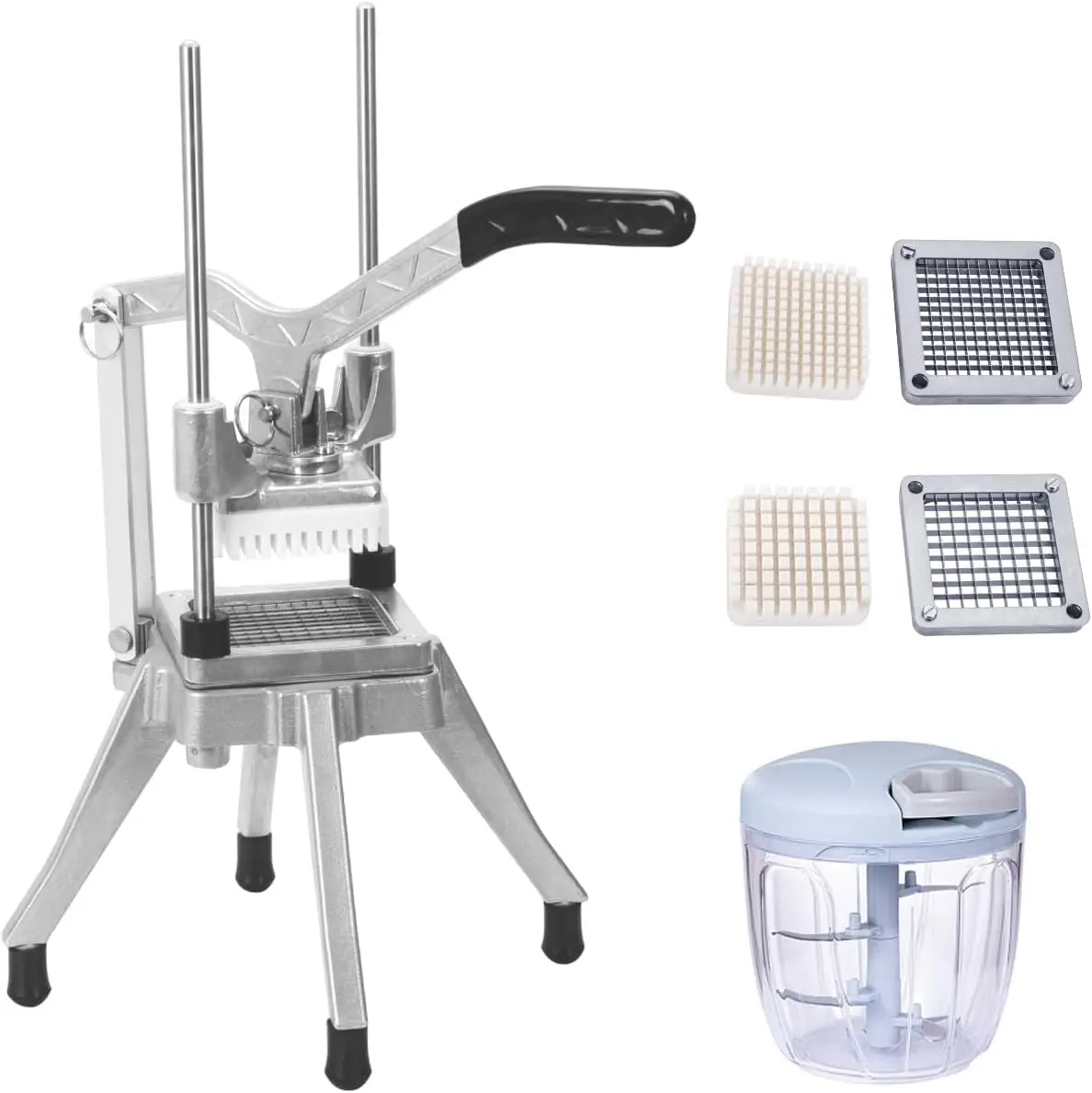 

Сверхмощная пищевая нарезка из нержавеющей стали с лезвиями 1/4 дюйма и 3/8 дюйма для овощей, фруктов, лука, картофеля