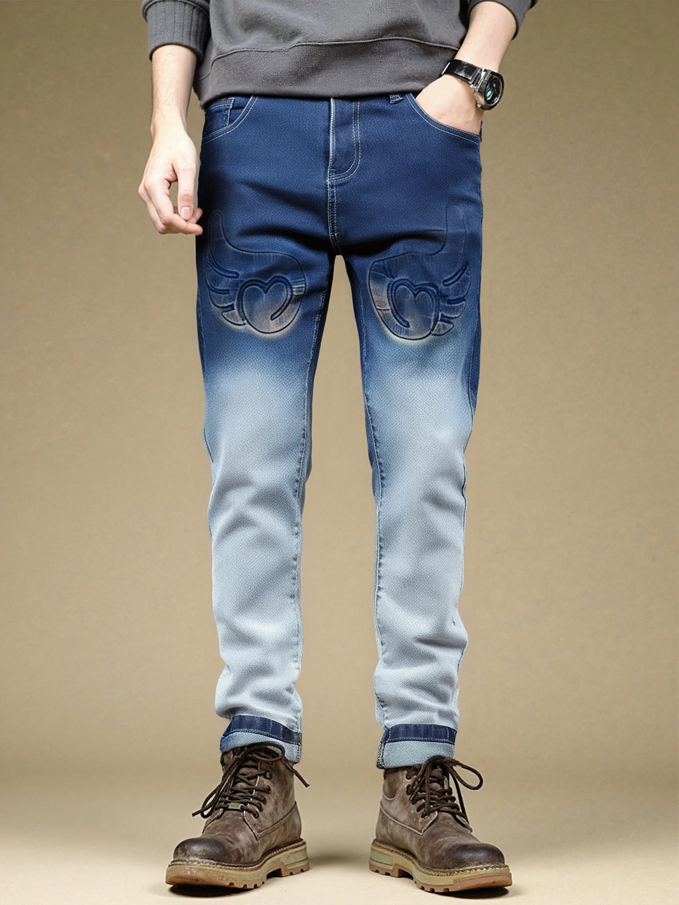 

Trendy 2025 Dual-Tone European And American Style Skinny Jeans Streetwear Elastic Long Pants High Waist Denim
