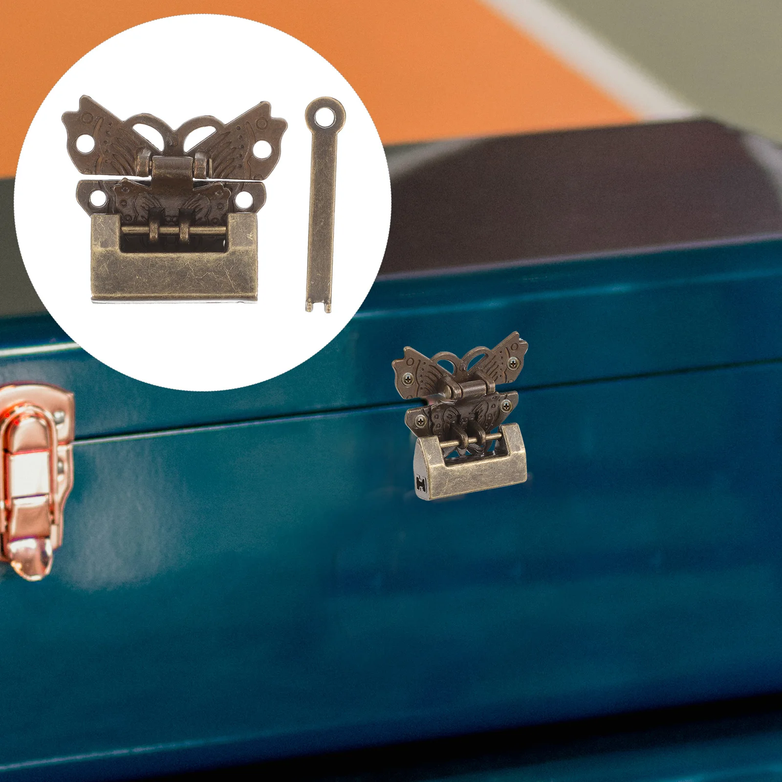 

Style Jewelry Box Padlock with Key Vintage Lock Latch for Wooden Cases Decorative Box Hasp Hardware Mini Locks