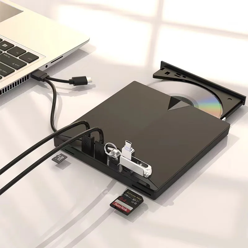 USB 3.0 7 في 1 Type-C TF SD خارجي CD DVD RW محرك الأقراص الضوئية DVD الموقد قارئ لاعب نوع الصينية لنظام التشغيل Windows 7/8/10 سطح المكتب