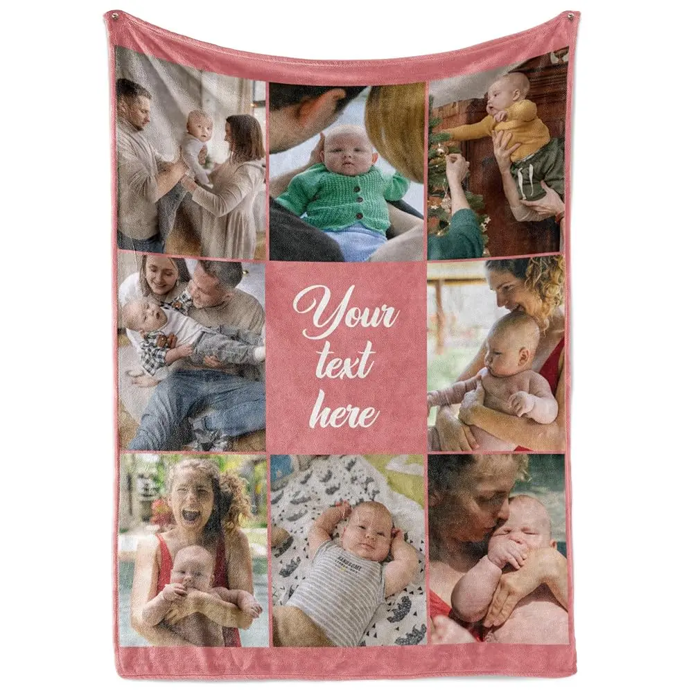 

Ships Next Day, Custom Blanket With Picture And Text - Printed In Usa, Personalized P Blanket With Text (Fleece 50X60)