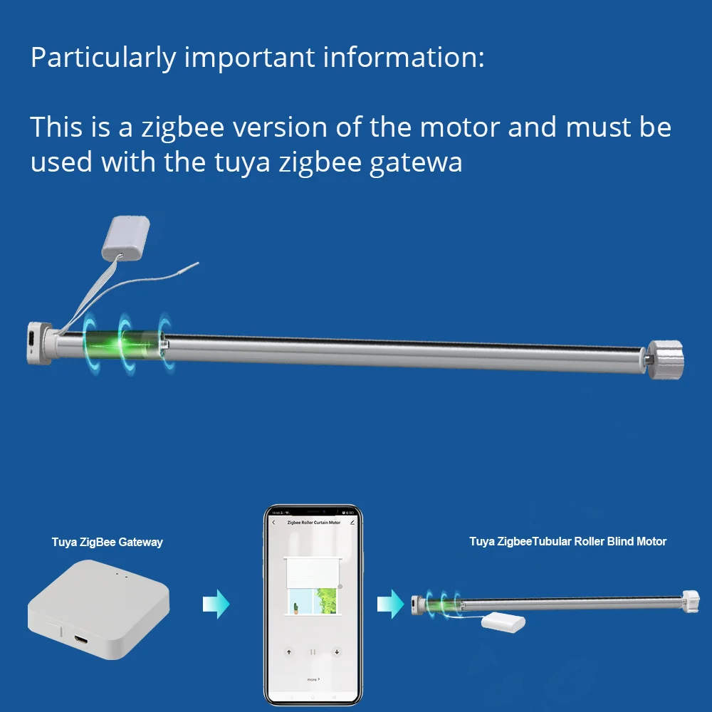 Boyarca Battery Tuya Zigbee Roller Shade Blinds Motor for 20mm 25mm 28mm Tube Smart Electric Curtain Engine Alexa Google Home