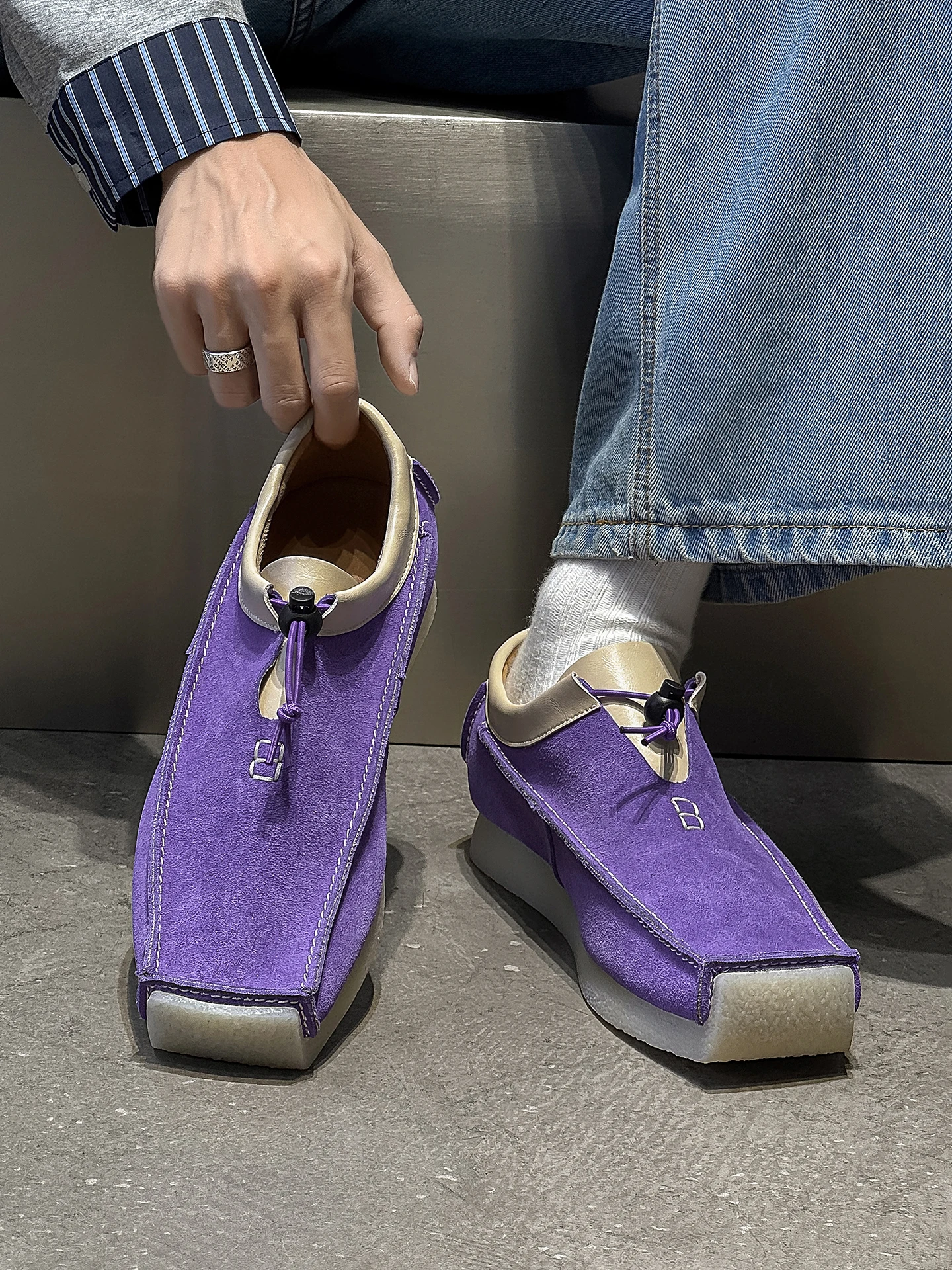 

Retro Loers Breathable Box Head Lazy Trendy eepskin Casual Leather oes Easy to Wear Comfortable Alligator Pattern