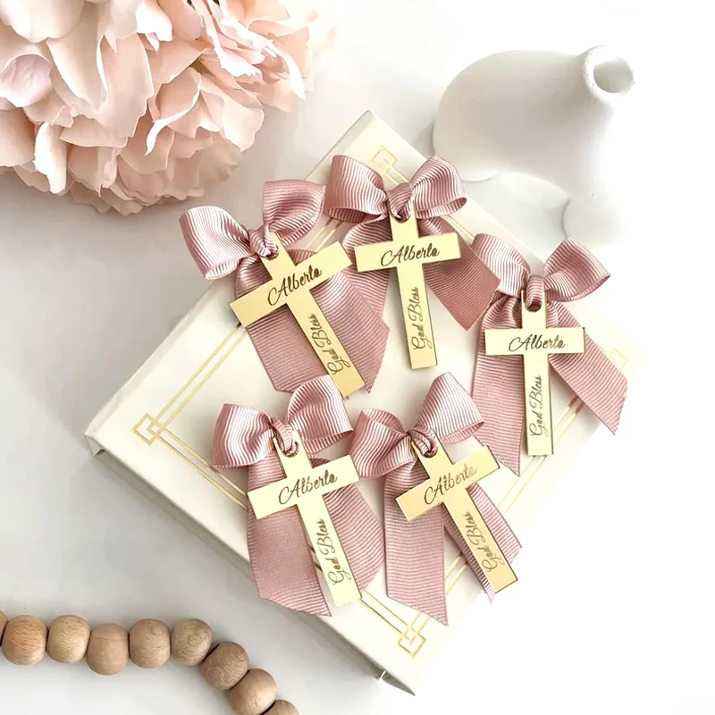 

10pcs Cross Baptism Tag, Acrylic Name Place Cards, Personalized Baptism Tags, Cross Acrylic Tag, Custom Acrylic Name Tags