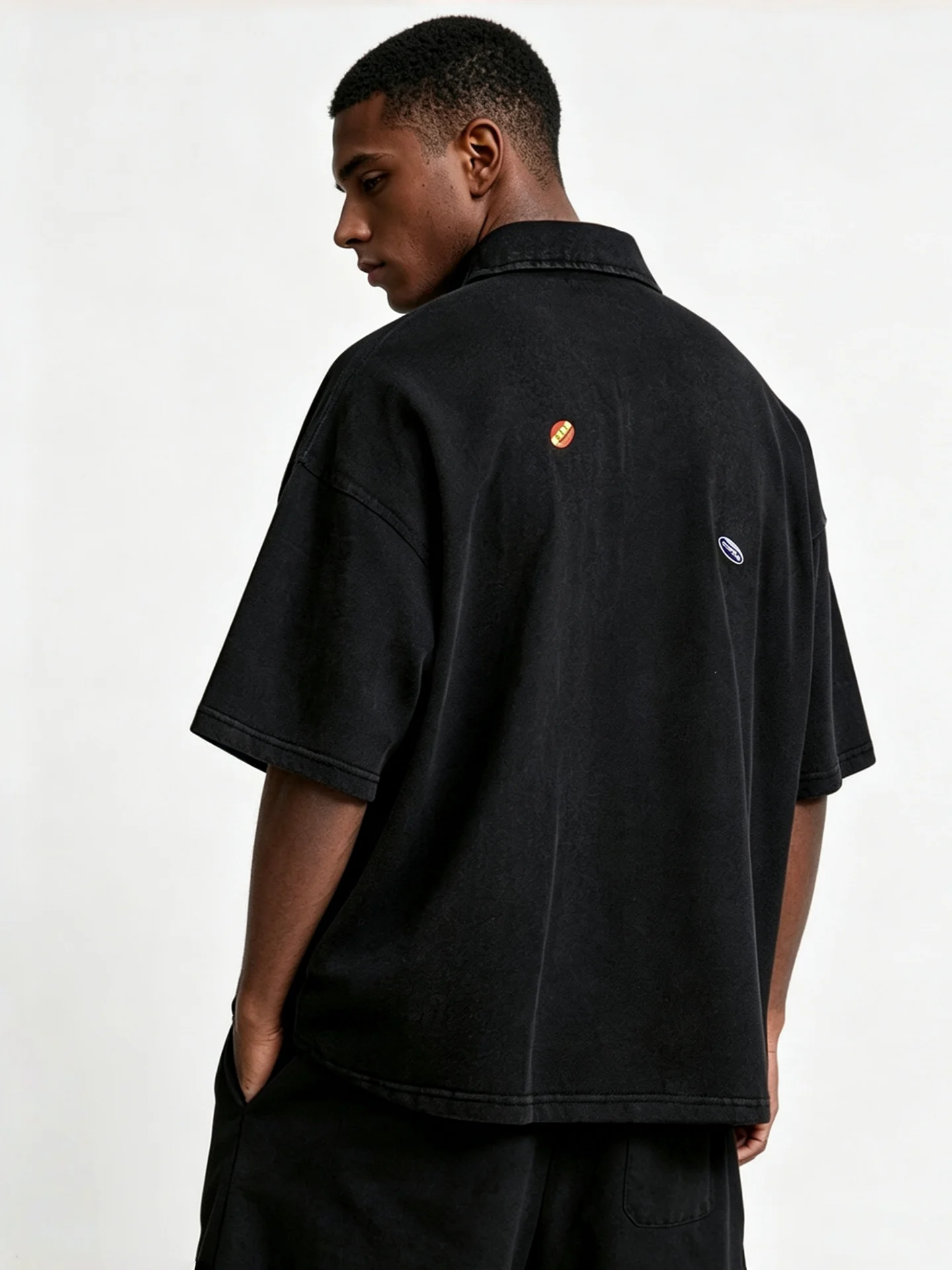 Martine Rose American Retro Washed Loose Unisex Short Sleeve  Shirt T-Shirt Lettering Casual Style Cotton Shoulder Pad