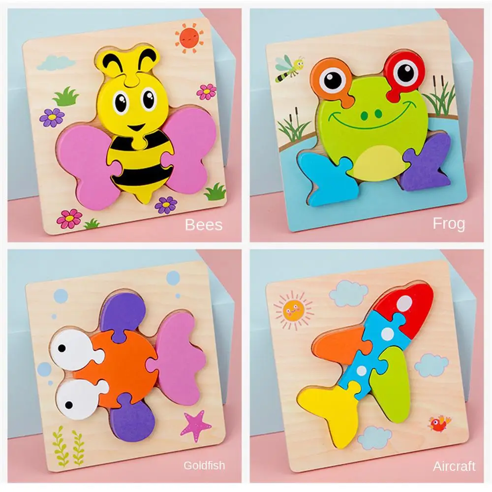 Gry Montessori Zabawki dla dzieci Zwierzęta ruch Dzieci Puzzle 3D Drewniane puzzle poznawcze Zabawka Dopasowywanie Gra edukacyjna Prezent