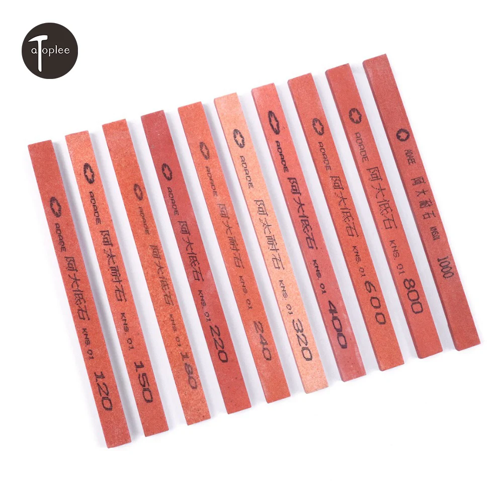 10pcs/set Knife Sharpener Oilstone Professional 120# 150# 180# 220# 240# 320# 400# 600# 800# 1000# Polishing Sharpening Stone