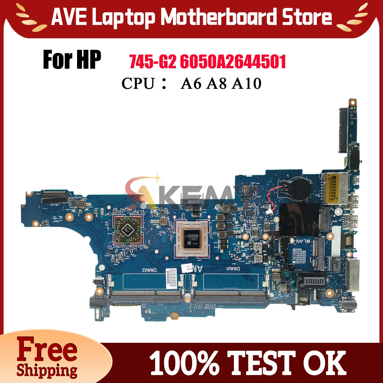 

6050A2644501 для ноутбука HP EliteBook 745 G2 845 G2, материнская плата 802542-601 с процессором A8-7150B A10-7350B DDR3, 100% полностью протестировано