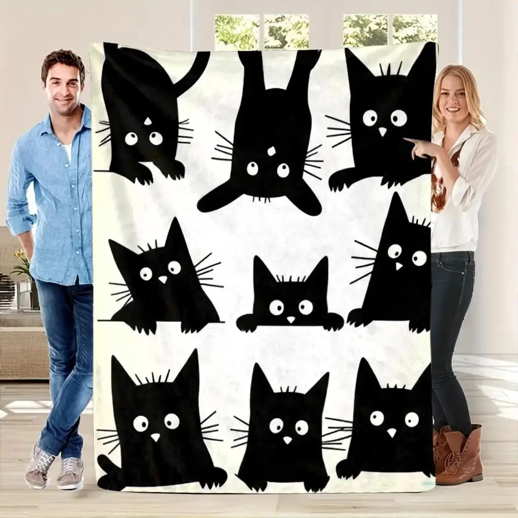 Super Cute Cat Print Throw Blanket for Animal Lovers, Pet Enthusiasts, Sofa, Picnic, Warm Decoration, Gift, Blanket