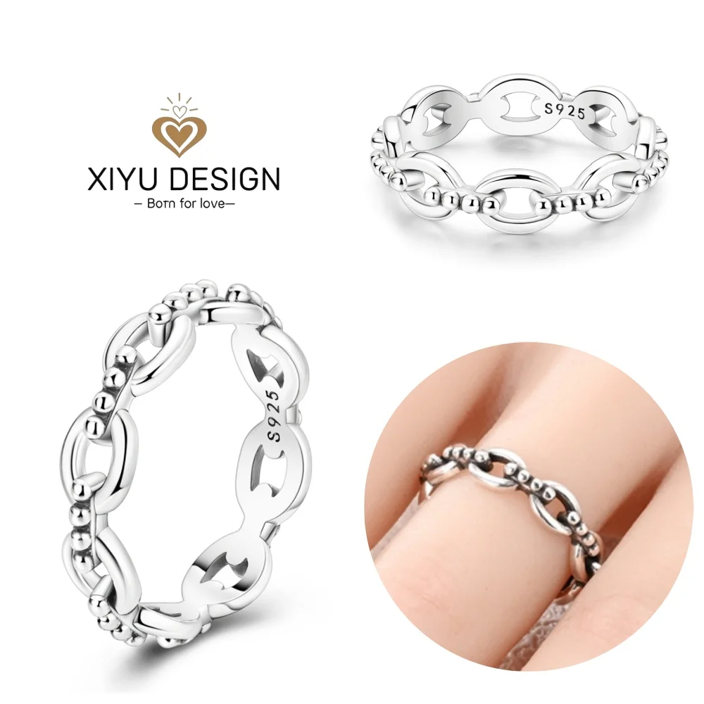 2026New Rings For Women 925 Sterling Silver Shining Cuban Chain Ring Fine Wedding Engagement Birthday Mother\'s Day Jewelry Gifts