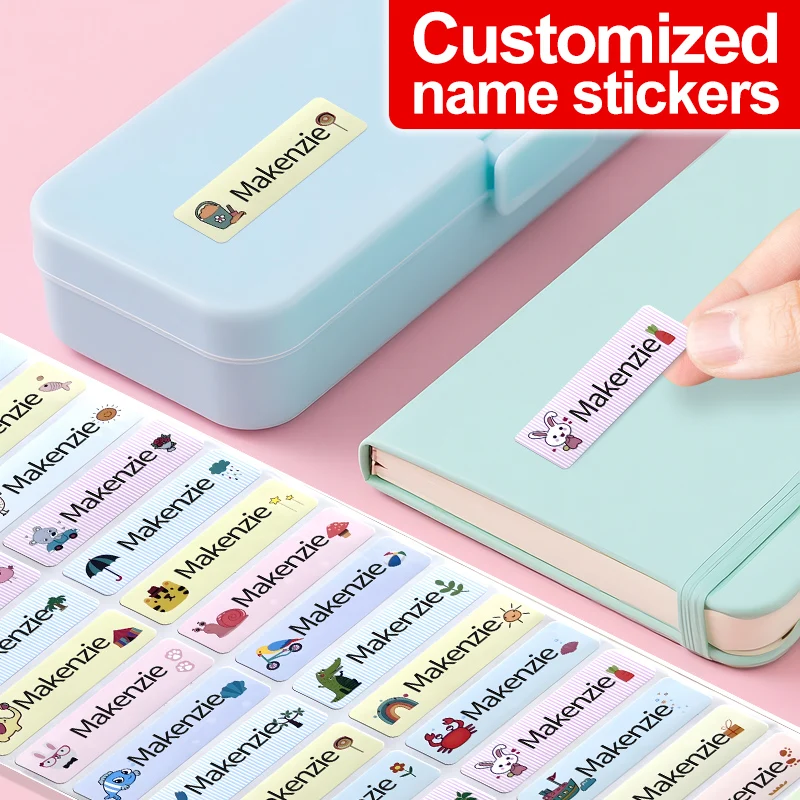 

‌ Персонализированные именные бирки для школы для детей - водонепроницаемые наклейки на заказ, этикетки для ланч-боксов и бутылок с водой для школьных принадлежностей ‌