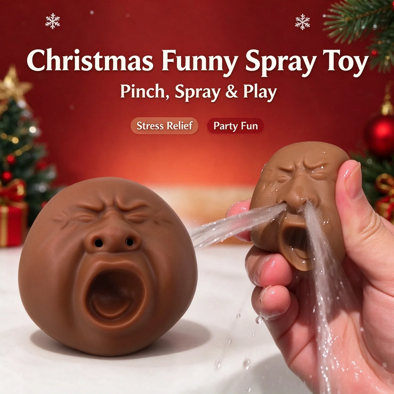 Funny Nose Water Squirt Toy, Squeezable Screaming Face with Dual Nostril Water Jets for Bath Time and Party Pranks