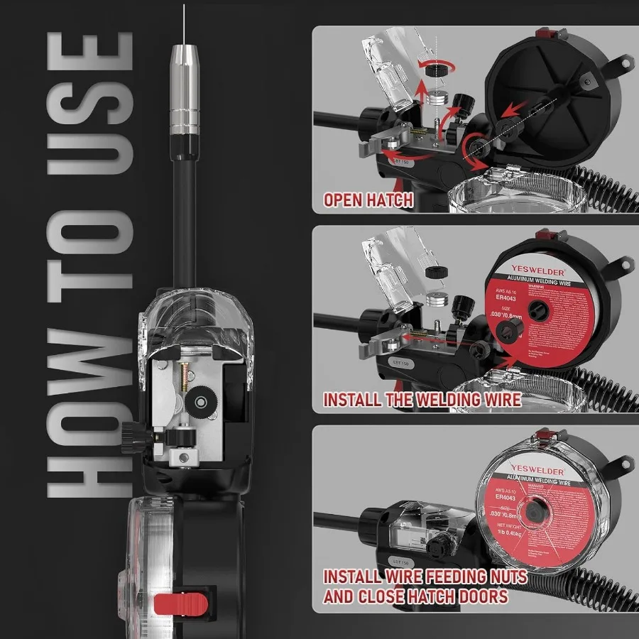 مسدس بكرة 150 أمبير مع كابل بطول 10 أقدام لتطبيقات اللحام MIG250 PRO MIG205DS PRO MIG185DS PRO YWM211P YWM200