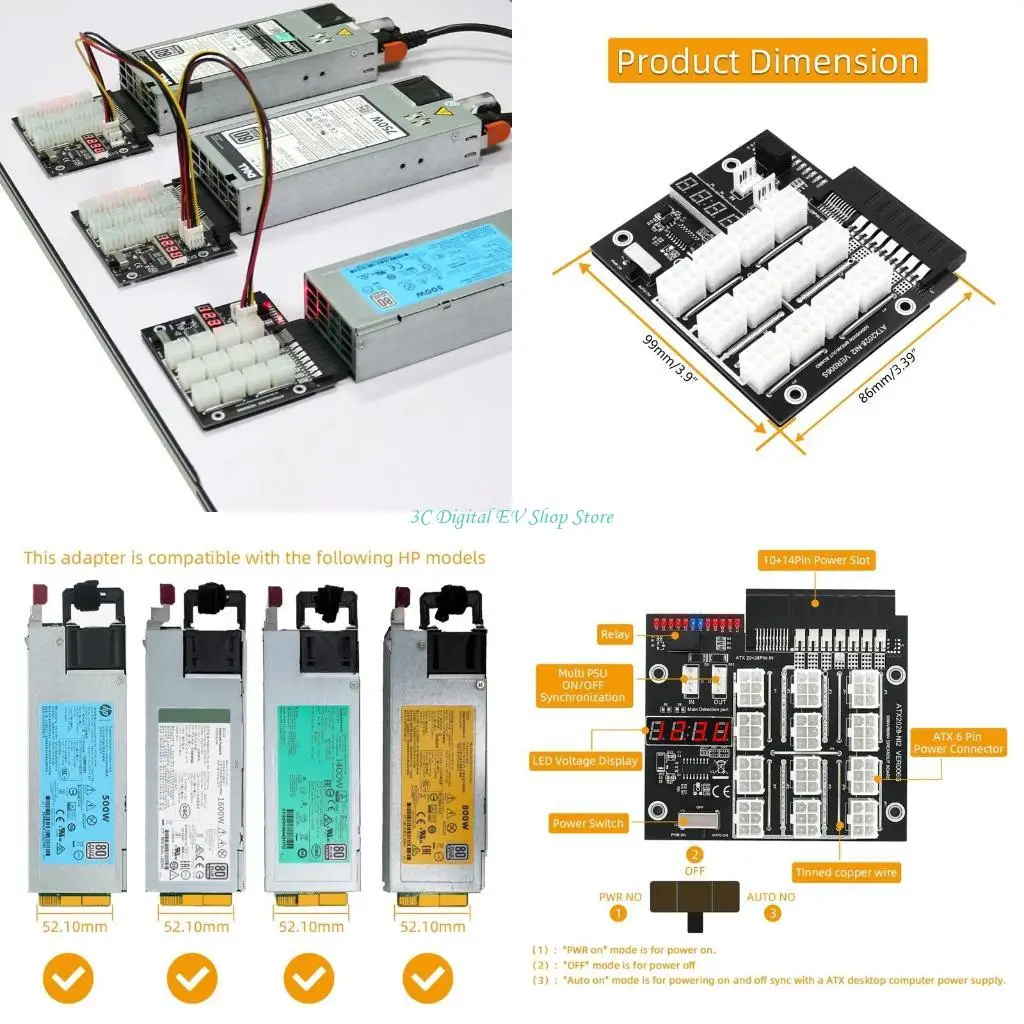 E74D Ethereum ETH BTC Mining GPU 1800W PSU Board 12V Power Module for PSU