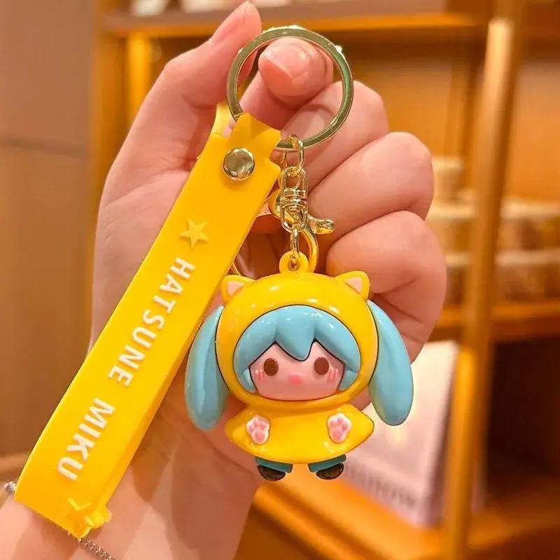 Hatsune Miku Keychain High Color Value Secondary Q Version Doll Doll Statue Model Creative Car School Bag Pendant Decoration view 3