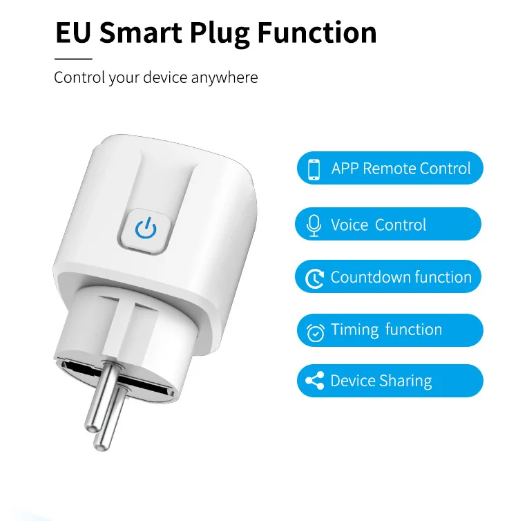 Unterstützung Google Assistant Alexa Tuya Smart Socket Eu16a/20a WLAN Smart Plug mit Strom überwachung Smart Life App Fernbedienung