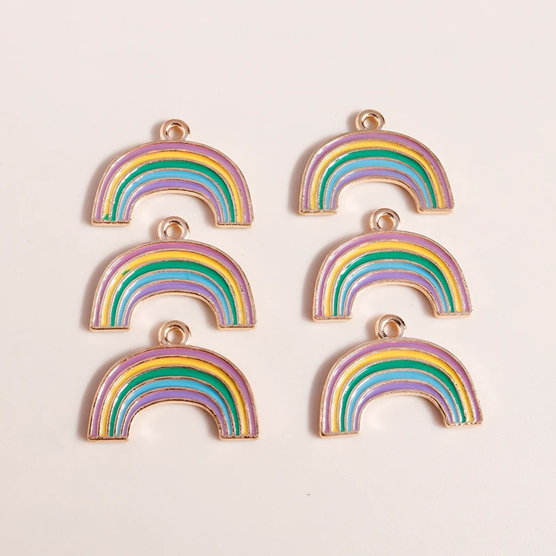 

20pcs 24x17mm Cute Colorful Enamel Rainbow Charms Pendants for Making Necklaces Earrings Bracelet DIY Crafts Jewelry Accessories