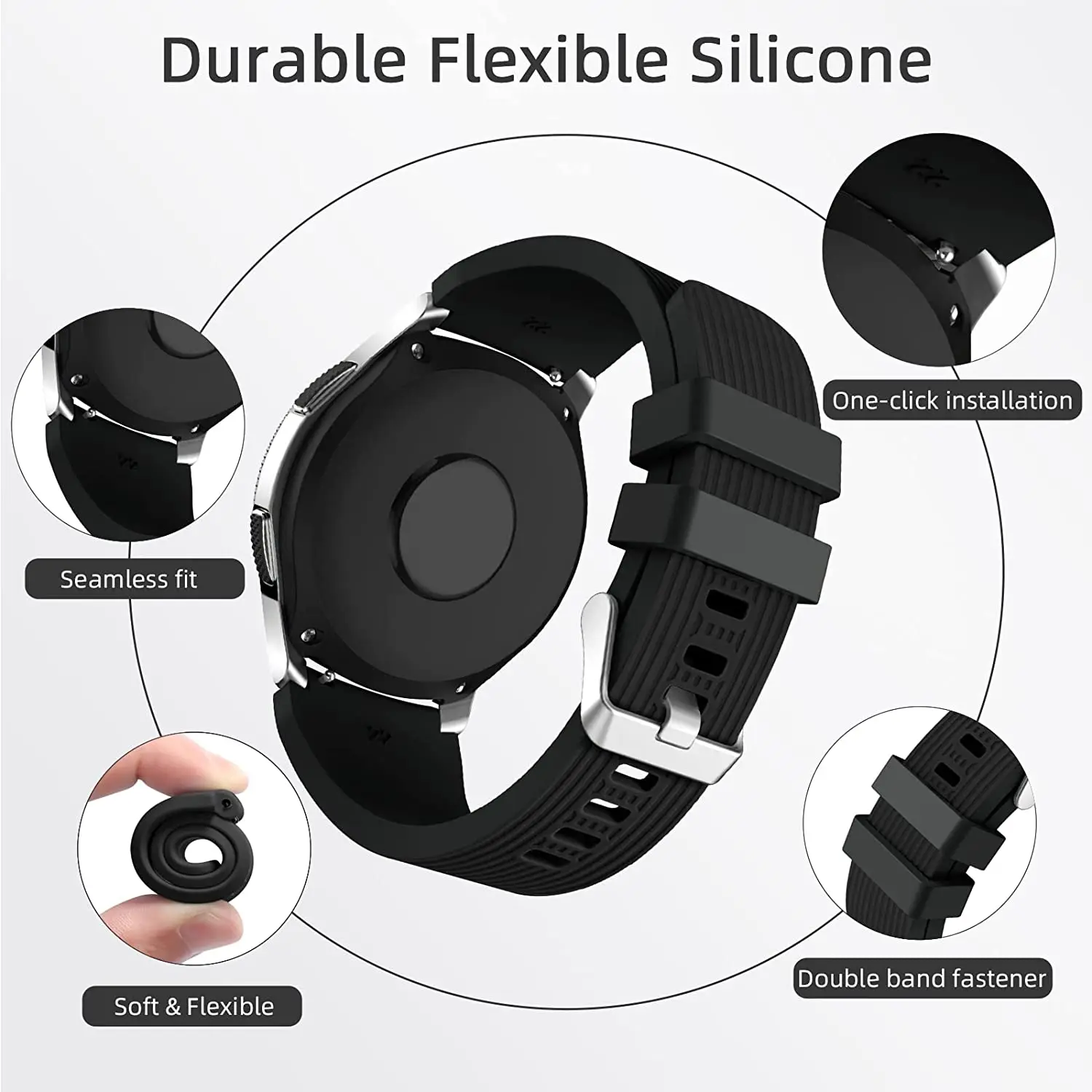 20mm 22mm Silicone Watch Strap Compatible for Samsung 46mm/Galaxy Watch3 45mm/Gear S3 Frontier, Sports Watch Band for Huawei