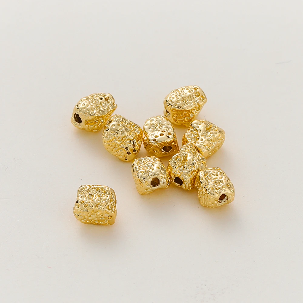 

10Pcs 5*7mm 14K/18K Gold Color Plated Brass Pitted Irregular Beads Spacer Bead for Bracelet Necklace Jewelry Making Accessories