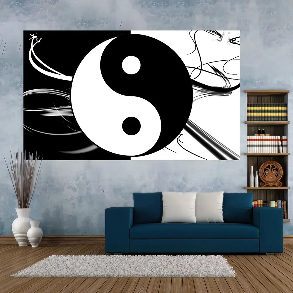 Mandala Style Yin Yang Tapestry Cosmic Galaxy Printed Wall Decorative Mysterious Fabric Bedroom Living Room Decorations macrame