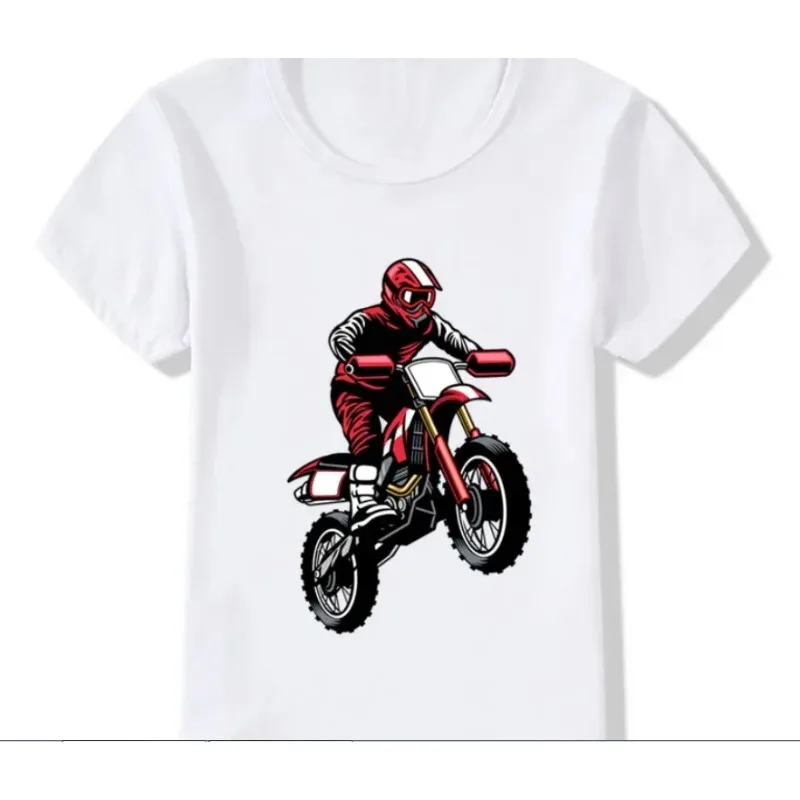 

Funny Motocross Rider Cool Summer Fashion Kids T shirt Streetwear Toddler Baby Girls Clothes Children Tops