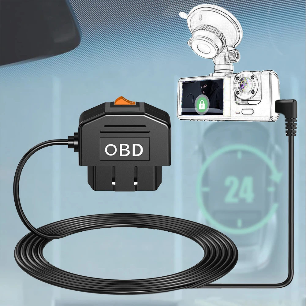 

Dash Cam OBD Hardwire Kit Dashcam Mirror Dvr Power Charger Cable Car Dash Camera USB Adapter Kit Monitoring After Parking for EV