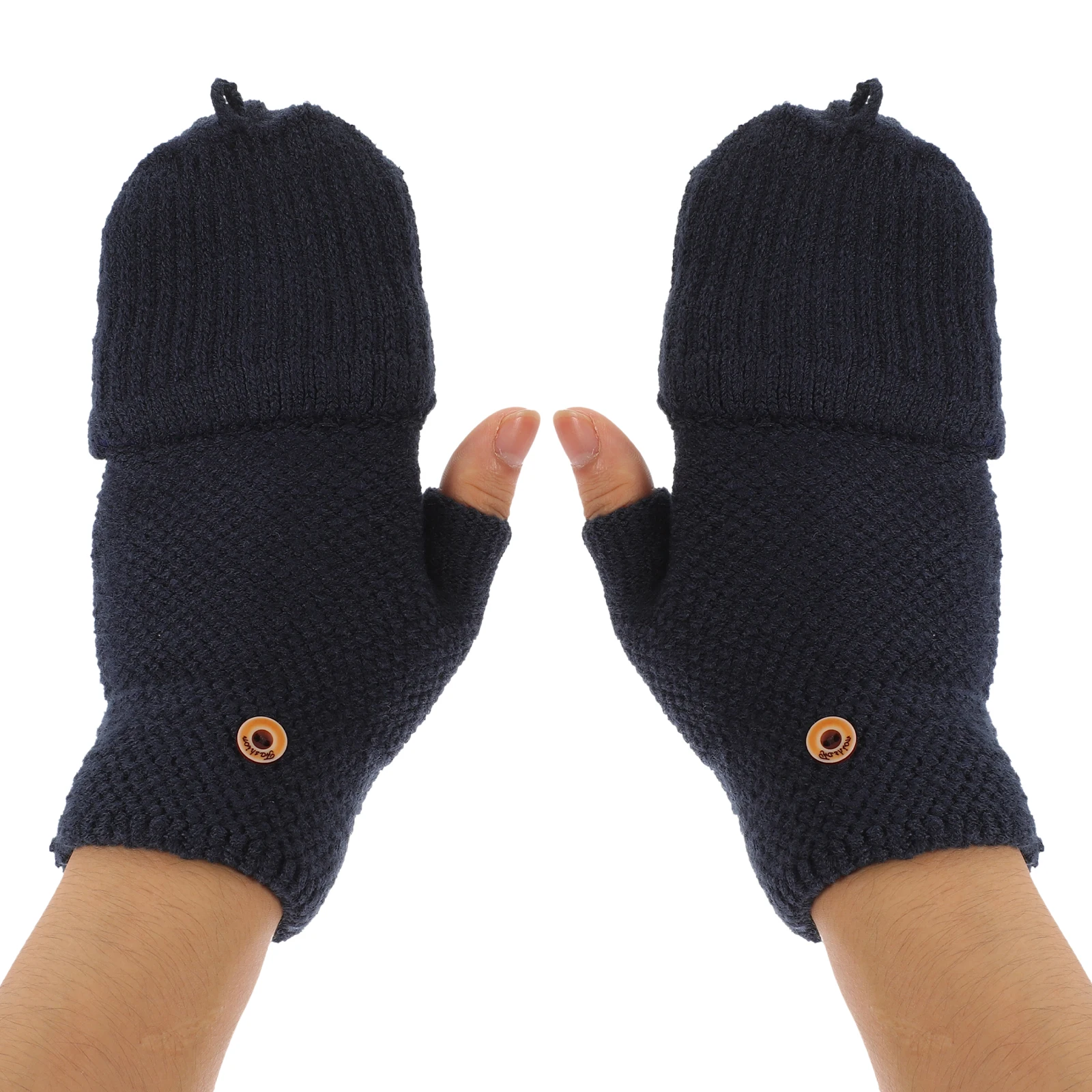 زوج واحد من قفازات النساء بدون أصابع دافئة قابلة للتحويل من الكشمير الأكريليك نصف اصبع للاستخدام في الطقس البارد في الهواء الطلق