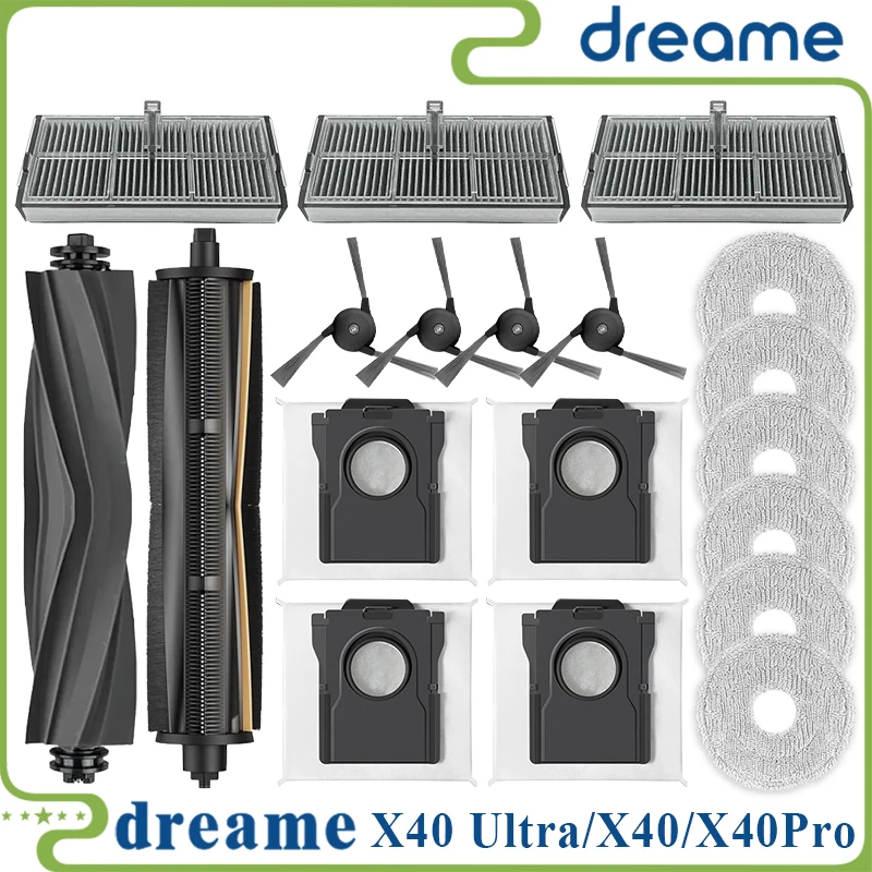 Dreame X40 Ultra / X40 Ultra Complete / X40 Pro / S30 Pro Ultra Vacuum Parts Main Roller Side Brush Hepa Filter Dust Bag