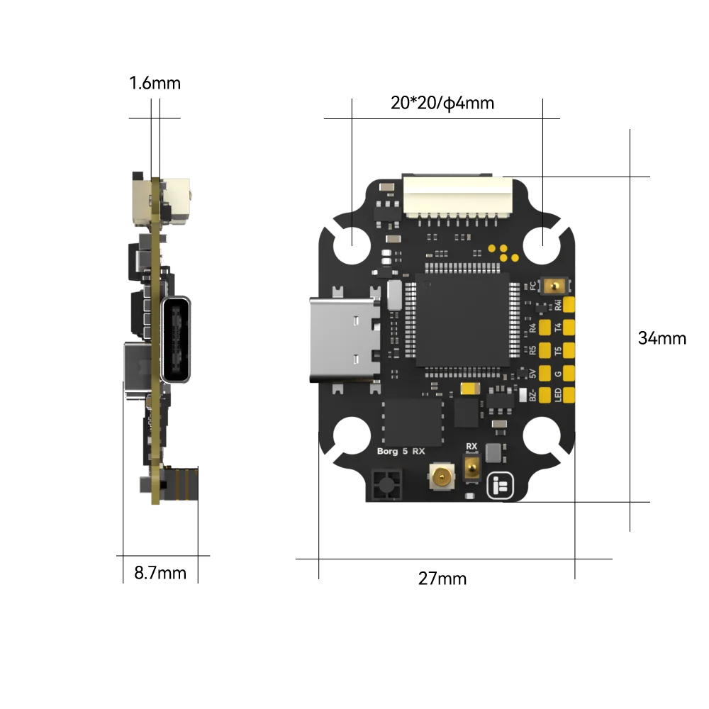 iFlight Borg 5S RX Stack with Borg 5S RX FC Flight Controller / Borg 60RS ESC for FPV Racing Parts