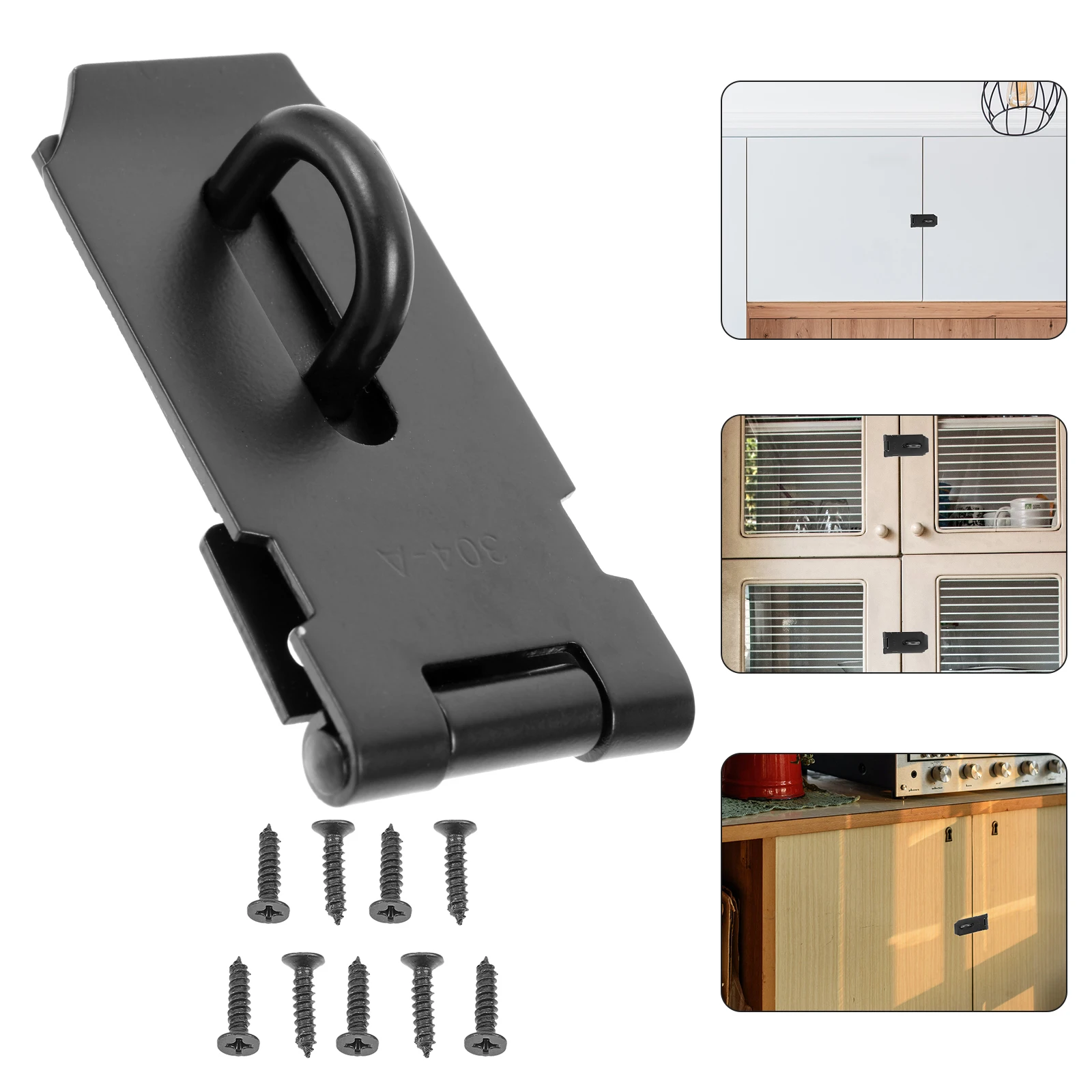 

Black Stainless Steel 5 Inch Durable Hasp Lock Cabinet Door Hardware Wear Resistant Secure Furniture Accessory Smooth
