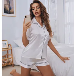 Short Sleeve Shorts Women's Home Wear Women's Silk Pajamas Set Large Size Fashion Simple