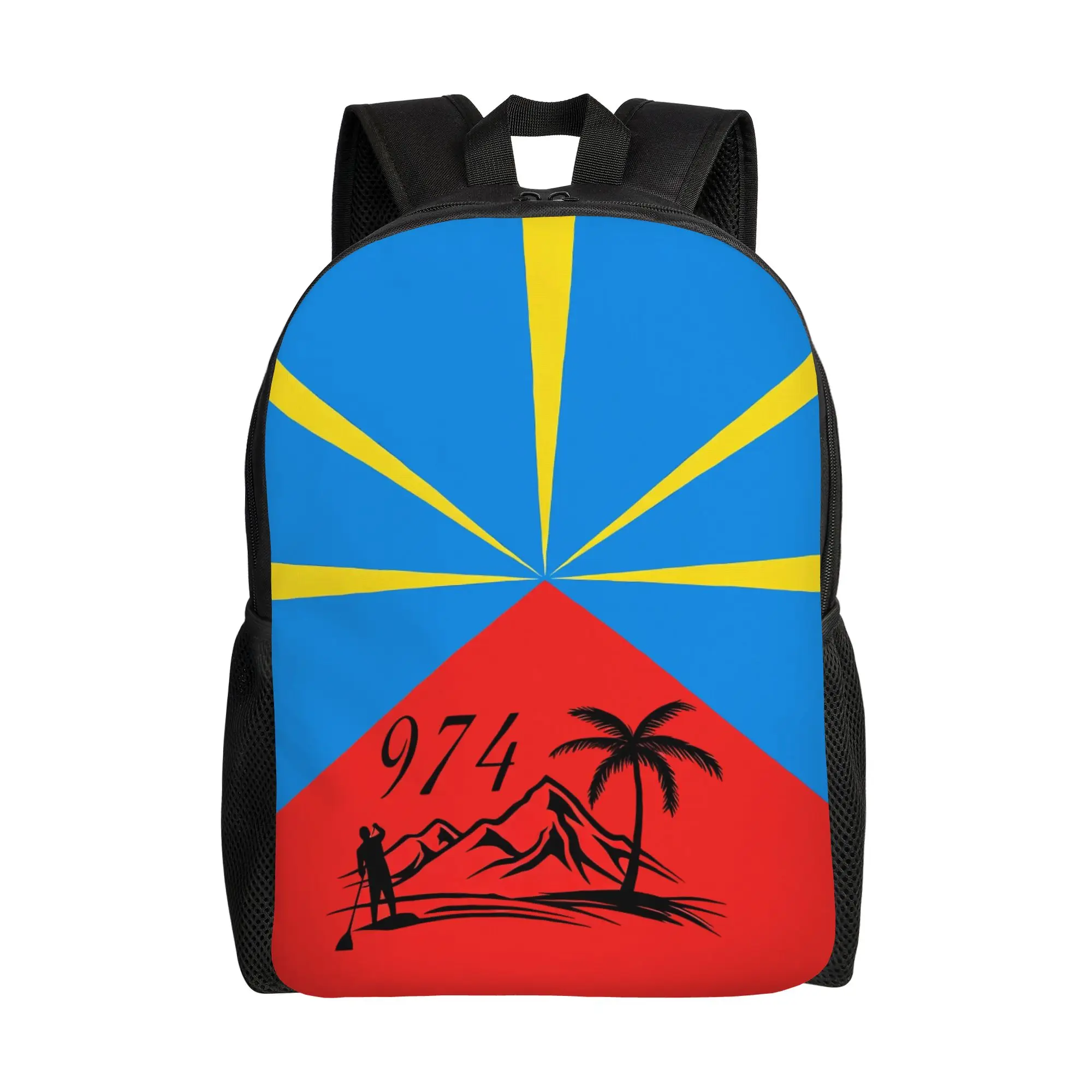 

974 Reunion Island Backpacks Men Women Basic Bookbag for School College Creole Soul Bags