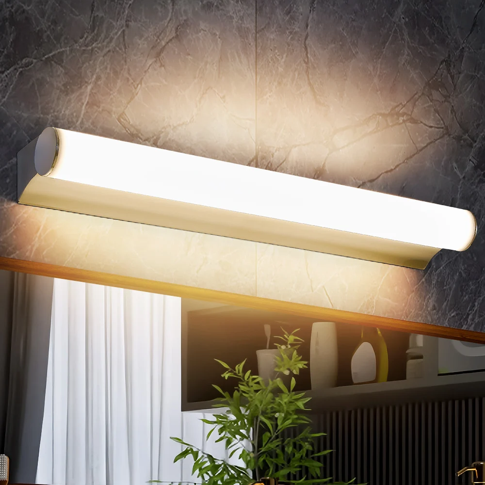 Moderna illuminazione da bagno a LED per mobiletto del bagno IP44 lampada da parete impermeabile paralume in acrilico luce anteriore a specchio in acciaio inossidabile