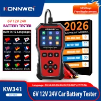 KONNWEI KW341-probador de batería para coche, Moto, camión, 6V, 12V, 24V, impresión de datos de falla, prueba de voltaje de arranque, herramienta de escaneo de carga de batería de coche, 2026