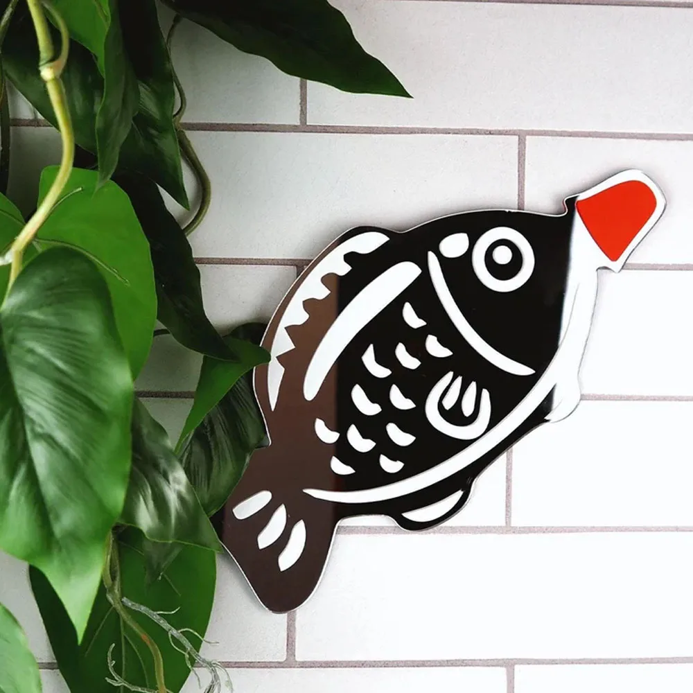 3D Soy Sauce Fish Sushi Acrylic Mirror for Wall 3D Wall Hanging Mirror Wall Art Decor for Home Studio Office