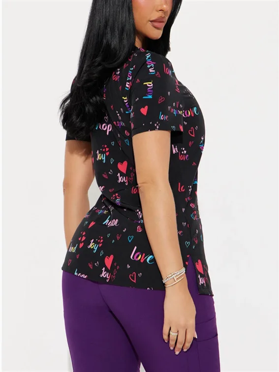 Европейская и американская женская униформа для кормления, универсальный защитный костюм с v-образным вырезом и короткими рукавами, День святого Валентина, любовь, 3D-принт