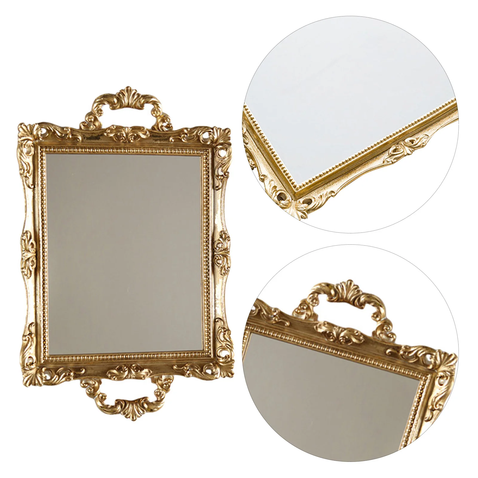 

1Pcs Retro Storage Plate Glass Resin Material Exquisite Room Decorative Tray Perfume Jewelry Display Wedding Party Use