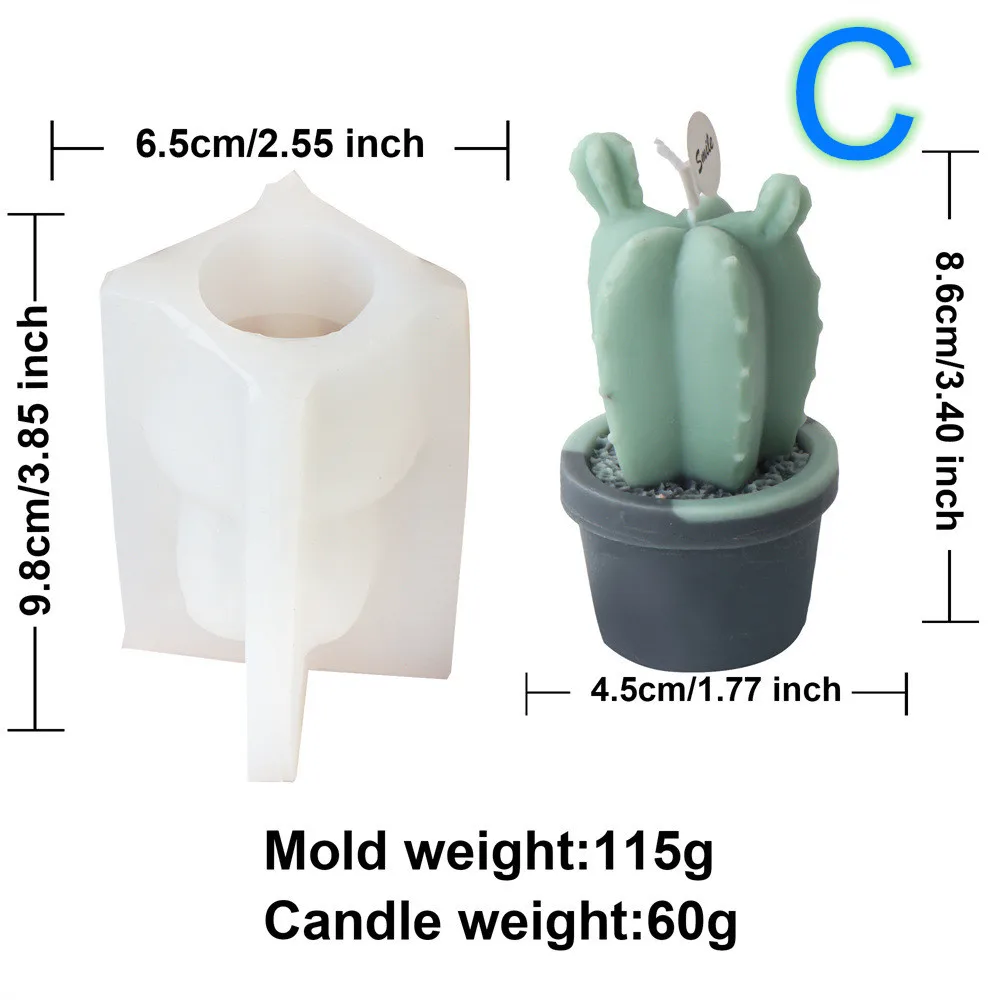 DIY Succulent Cactus Scented Candle Molds Cute Simulation Plant Cactus Scented Candle Plant Flower Soap Aromatherapy Crafts