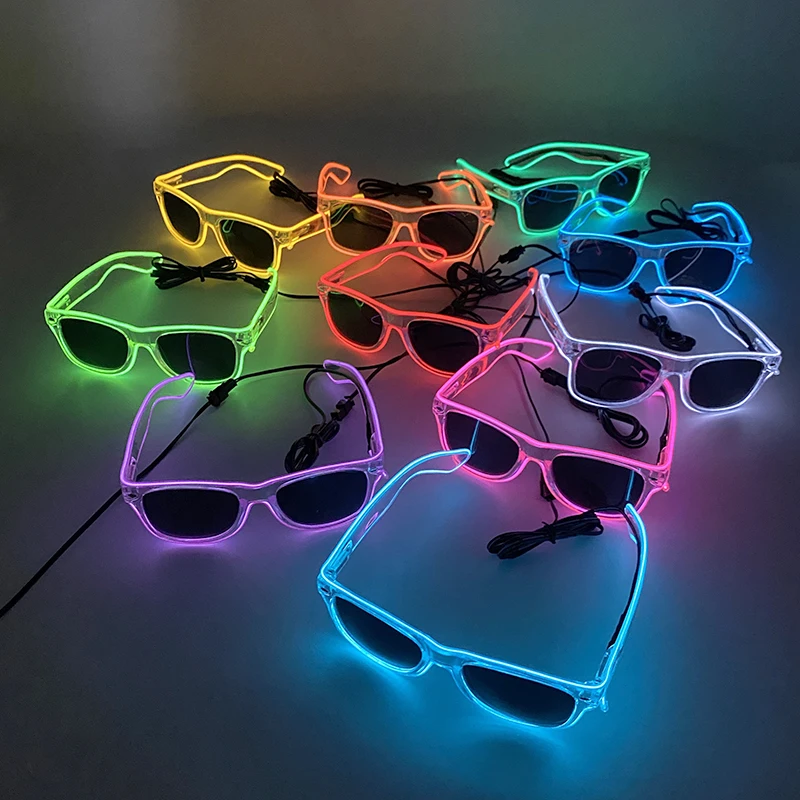 Lunettes de soleil à lumière néon avec LED Shoous, accessoire de costume lumineux, éclairage dans l\'obscurité, performance, nouveau décor, 10