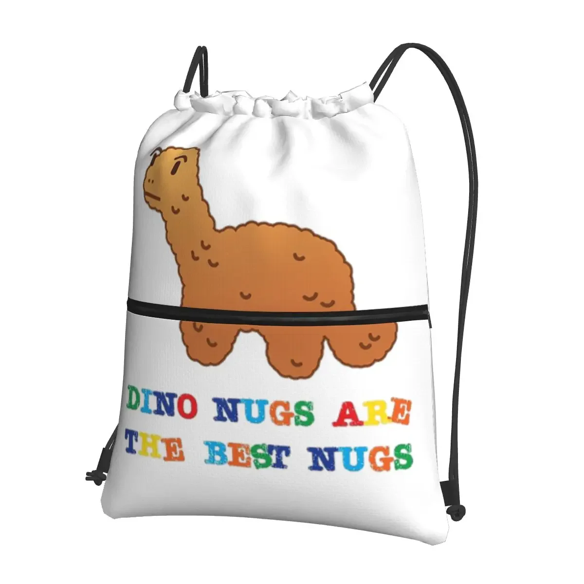 Dino Nug Portable Backpacks Drawstring Bag Fashion Drawstring Bundle Pocket Book Bags For School Students