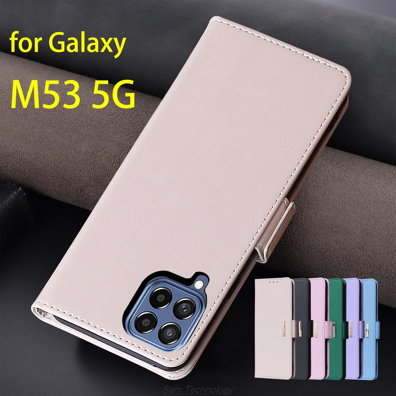 

Magnetic buckle Leather Case for Samsung Galaxy M53 5G Wallet RFID BLOCKING Flip Cover female Simple Capa Fundas Coque