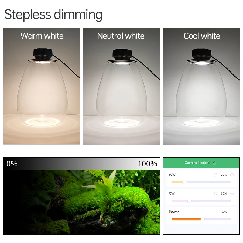 WEEK AQUA Mini7Pro-O LED Microlandscape Lighting COB 6500k 4000k 2700k Microlandscape Glass Vases Of Moss Succulents lamp