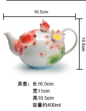 New 3D Enamel Coffee Tea Pot Creative Relievo Lotus Porcelain Kettle Ceramic Bone China Drinkware