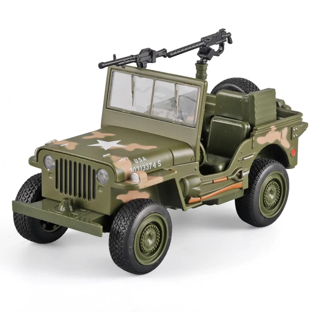 1:32 Willys GP JEEP World War II Military Vehicles Alloy Model Car Metal Diecast Sound And Light Toys Holiday Gifts