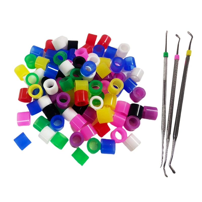 100 個歯科識別器具コードリングオートクレーブ歯科矯正シリコーンサークル口腔ケア歯科ツール用品