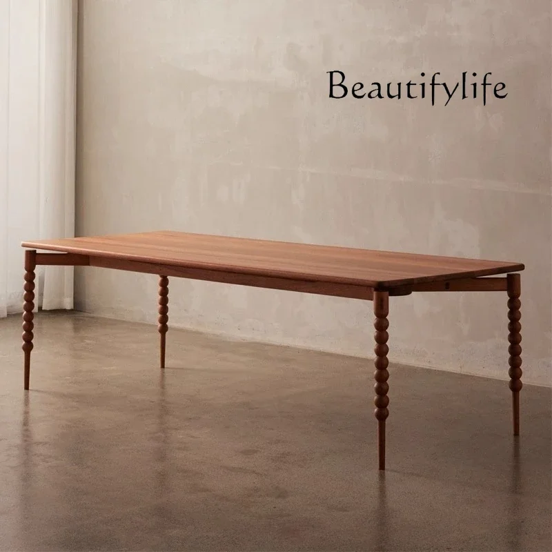 

Solid wood dining table French medieval oak solid wood designer long table retro log rectangular table