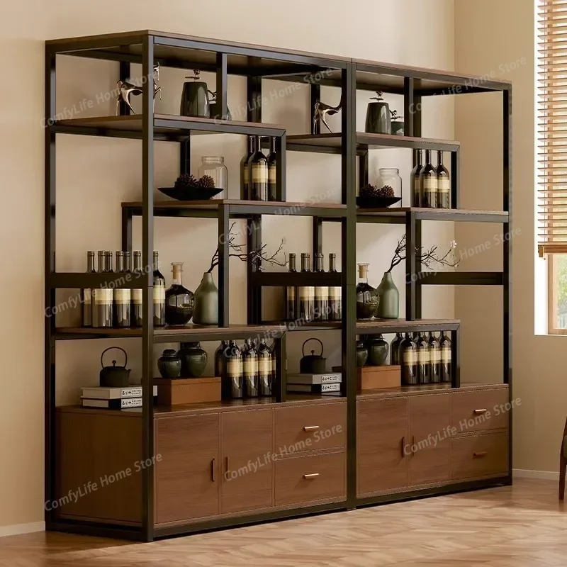 

Sideboards Large Bar Wine Cabinet Home Display Wall Mounted Iron Rack Vinegar Luxury Storage Kitchen Cabinet Living Room Cabinet