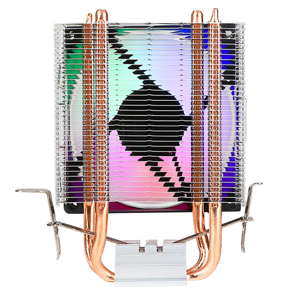 

CPU Air Cooler with 2 Heat Pipes Quiet Rainbow RGB Cooling Fan 3PIN CPU Cooling Fan for Intel 1150/1151/1155/1156/1200 AMD AM2