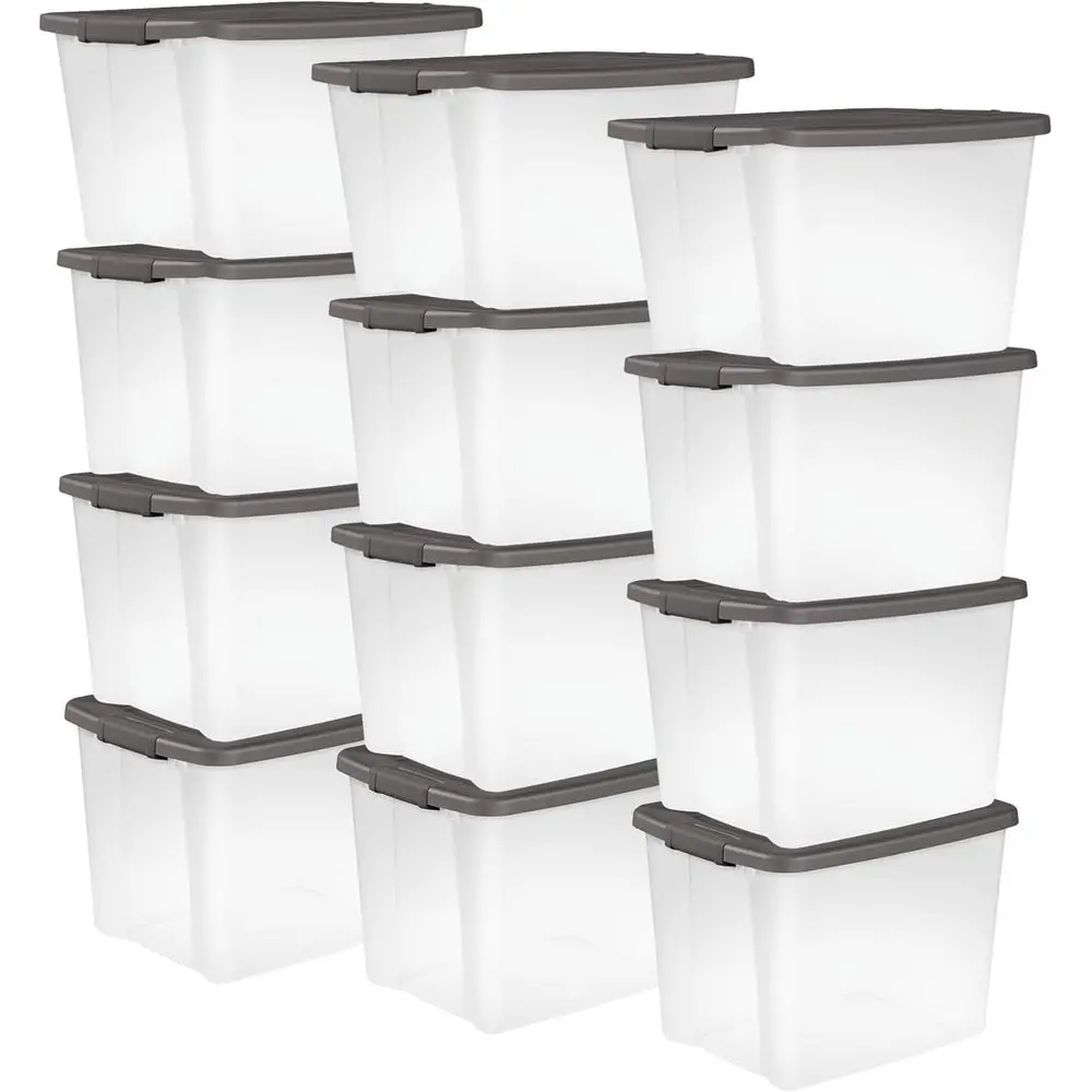 

Набор из 12 контейнеров для хранения объемом 50 кварт с крышками – штабелируемые контейнеры для дома и офиса, для шкафов или полок